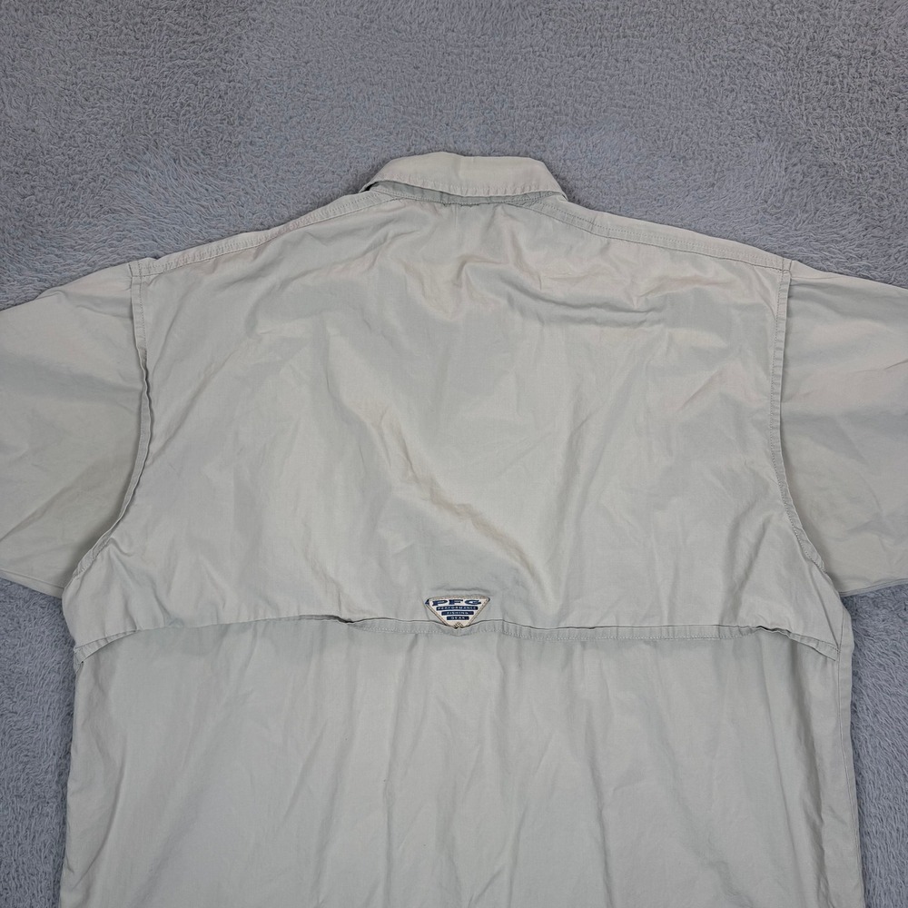 Columbia PFG Mens Medium Tan Short Sleeve Vented Fishing Shirt Cotton Bahama - Picture 4 of 10